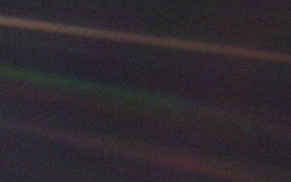 Voyager I photo of Earth from distance.